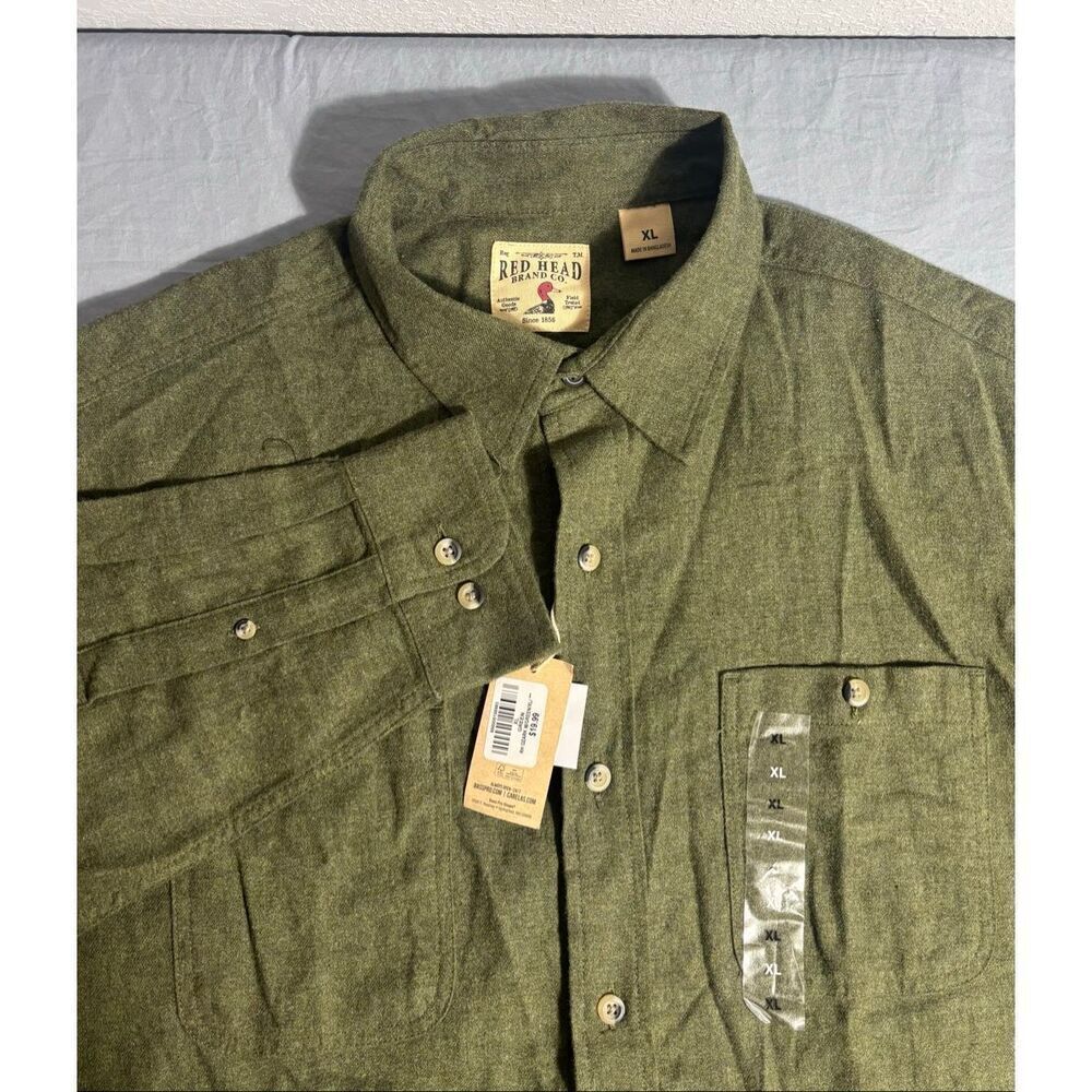 NWT Red Head Men's Green Shirt Size XL Tall Green Outdoors Camp Work New